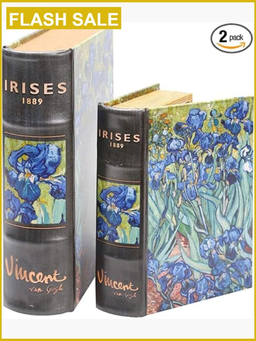 Set of 2 Nesting Book Boxes - Van Gogh Irises Decorative Storage